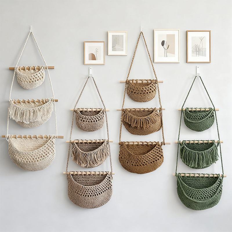 Woven Wall Basket - Трехъярусная полка для хранения ручной работы