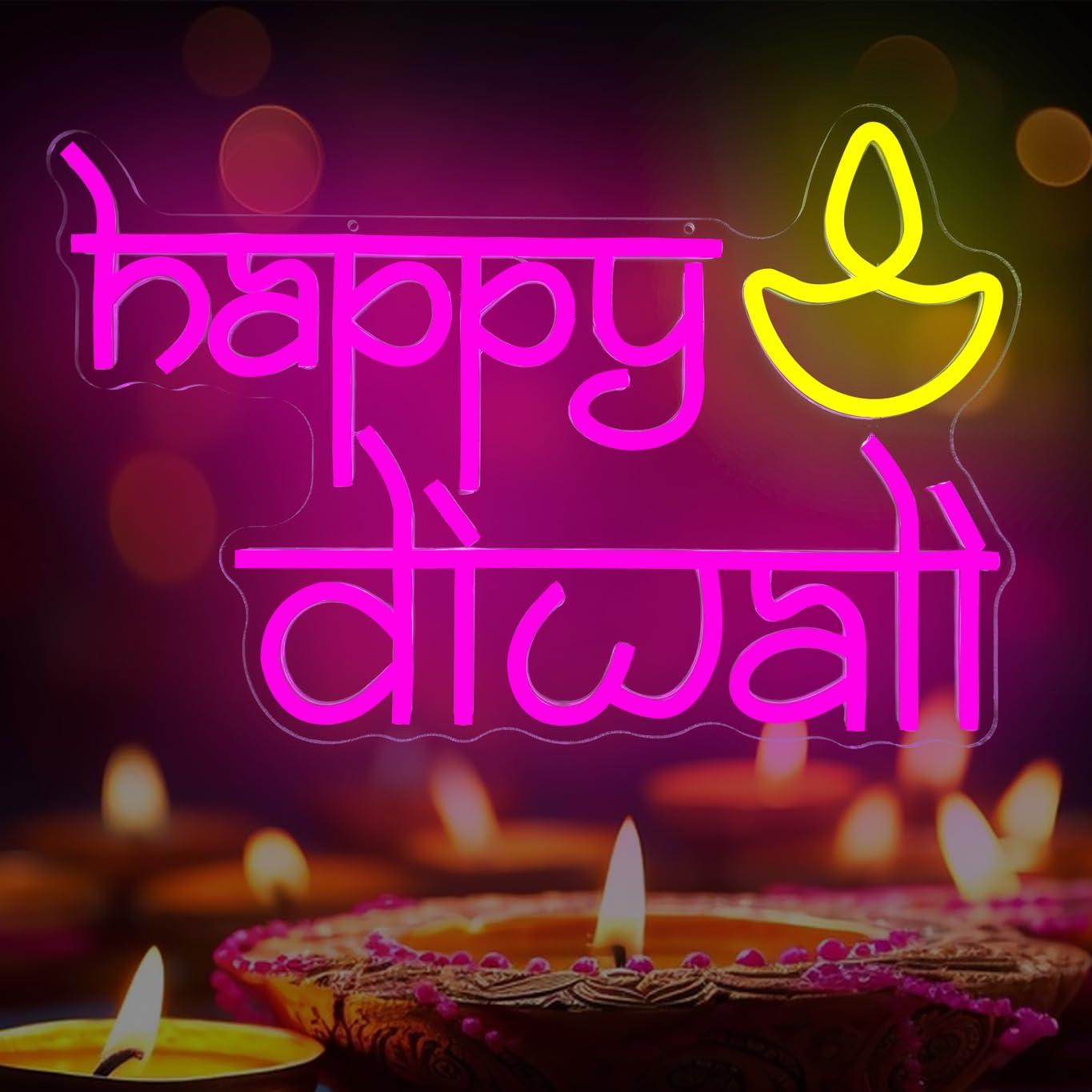 Home Decor Happy - Неоновая вывеска Happy Diwali с USB-питанием,