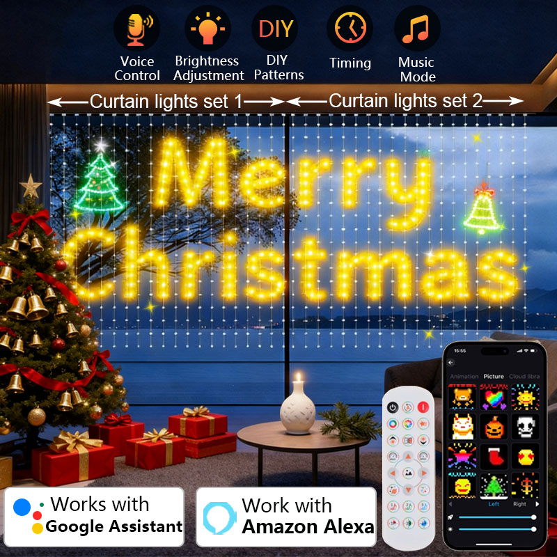Home Decor Free App - 1/2 шт., 400 светодиодов, умный занавес,