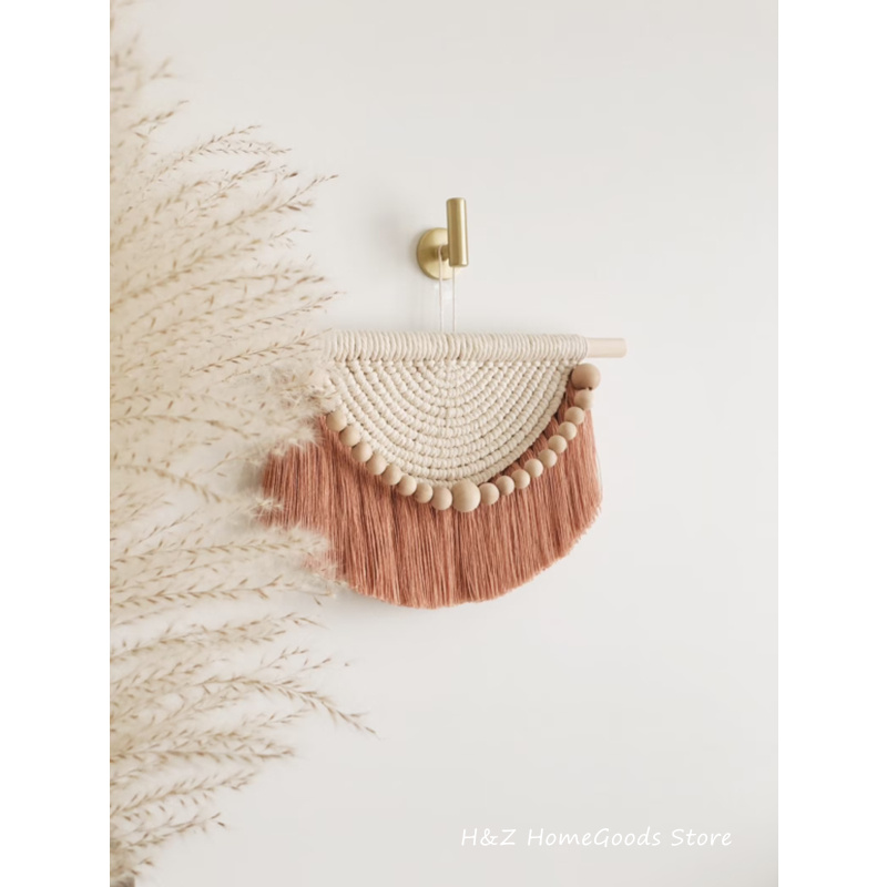 Yarn Home Decor - Макраме, настенный гобелен с деревянными бусинами