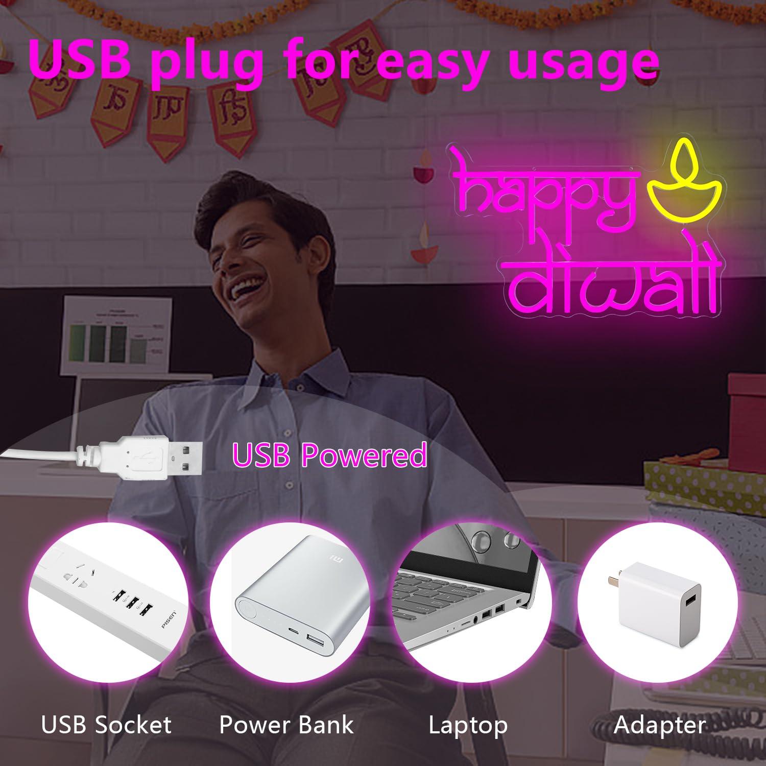Неоновая вывеска Happy Diwali  – обзор и цена Home Decor Happy