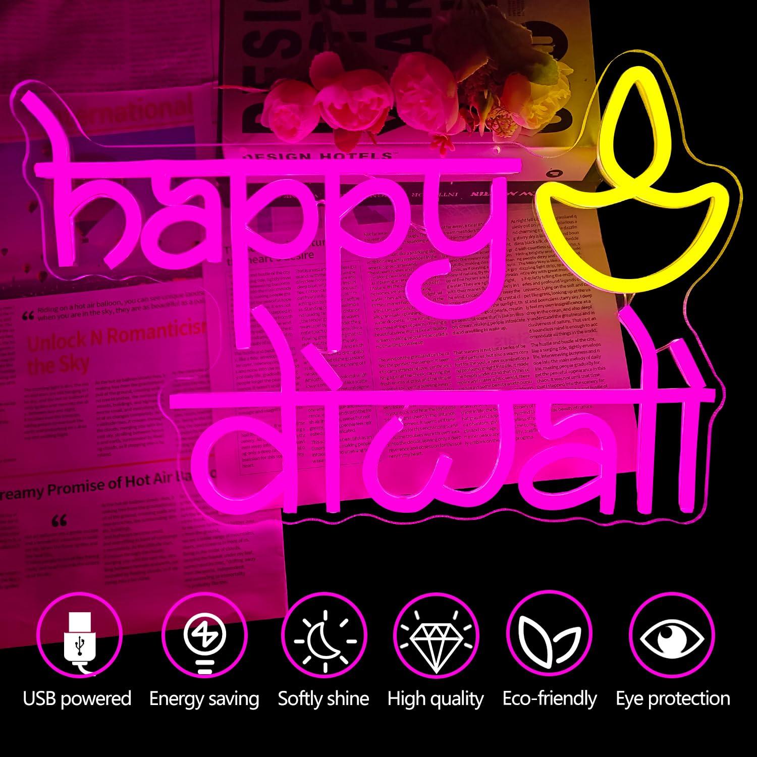 Неоновая вывеска Happy Diwali  – обзор и цена Home Decor Happy