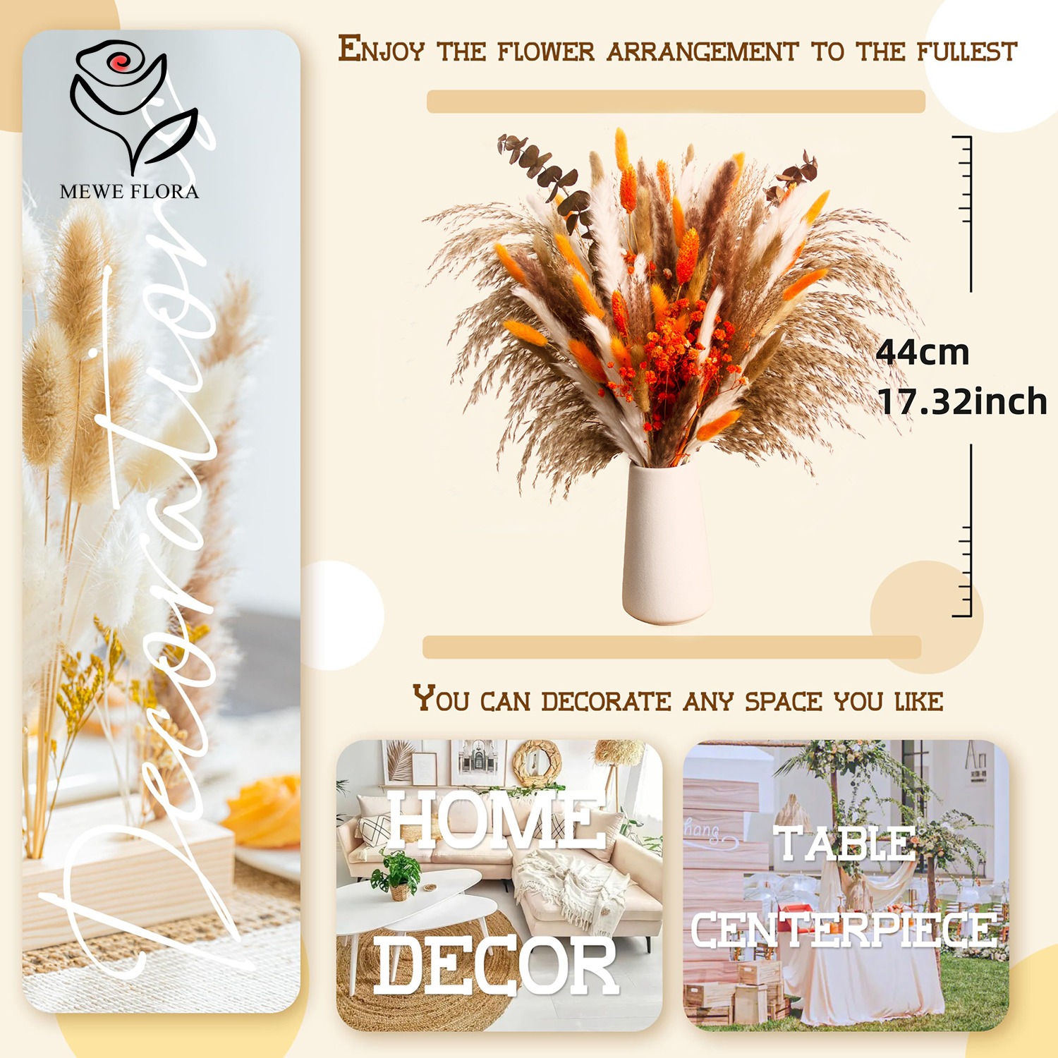 Сушеные натуральные цветы, наб – обзор и цена Pampas Grass Decor